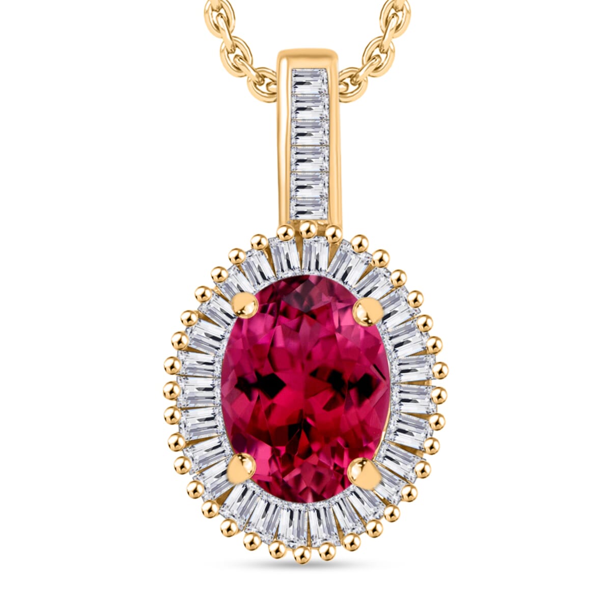 Rhapsody AAAA Ouro Fino Rubellite and E-F VS2 Diamond 1.51 ctw Pendant Necklace 20 Inches in 18K Yellow Gold image number 0