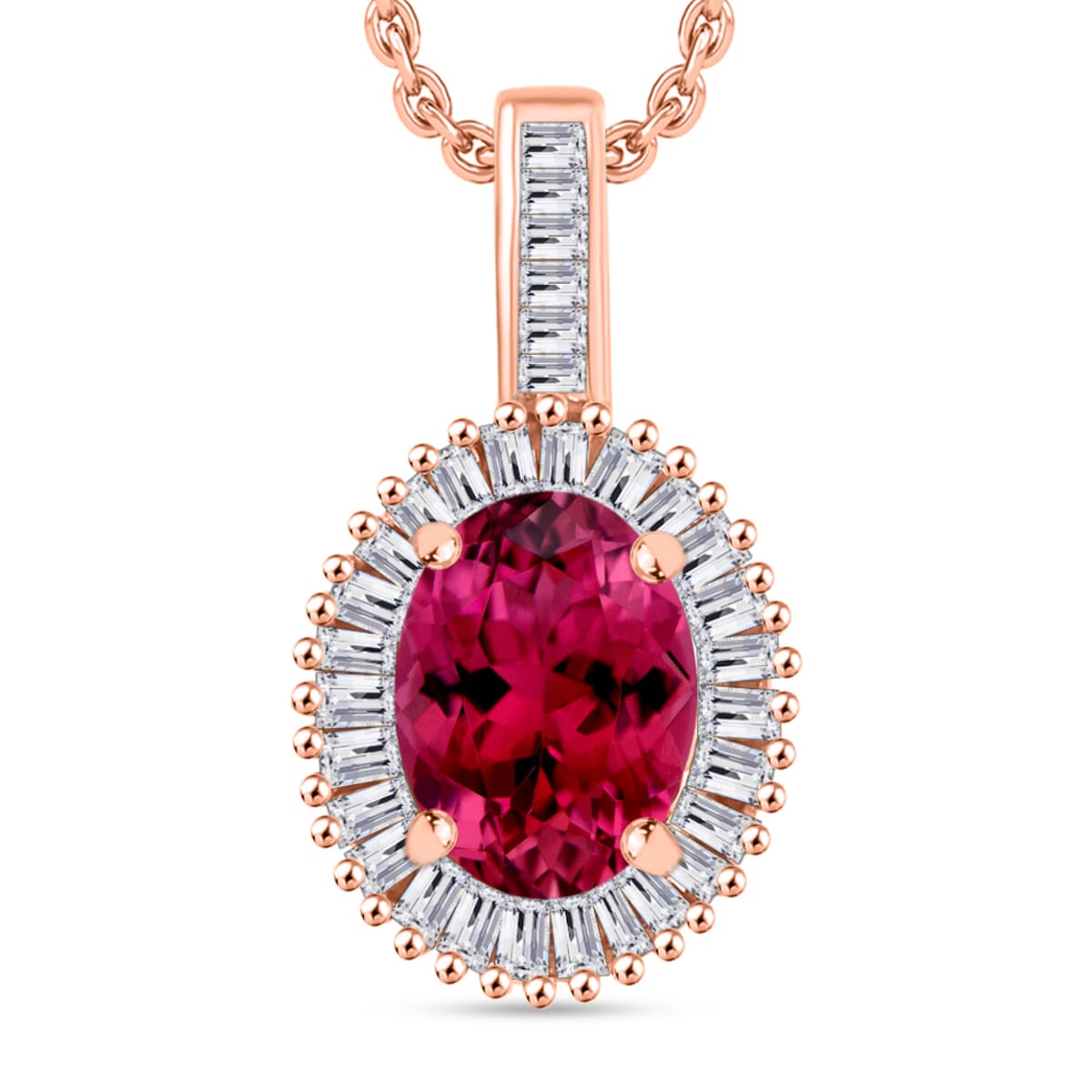 Rhapsody AAAA Ouro Fino Rubellite and E-F VS2 Diamond 1.51 ctw Pendant Necklace 20 Inches in 18K Rose Gold image number 0