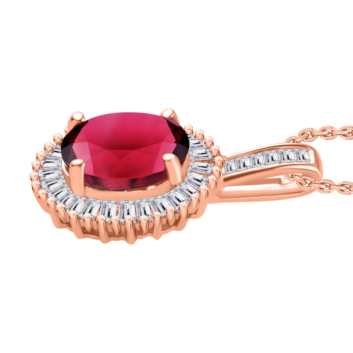 Rhapsody AAAA Ouro Fino Rubellite and E-F VS2 Diamond 1.51 ctw Pendant Necklace 20 Inches in 18K Rose Gold image number 2