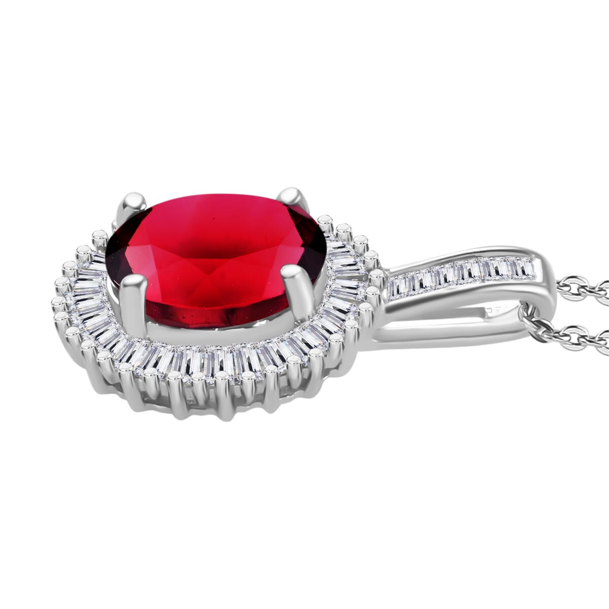 Rhapsody AAAA Ouro Fino Rubellite and E-F VS2 Diamond 1.51 ctw Pendant Necklace in 950 Platinum 20 Inches image number 2