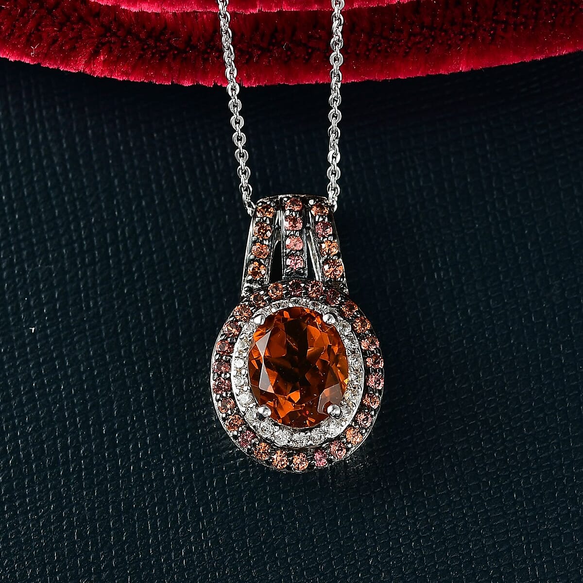 D'Joy Premium Santa Ana Madeira Citrine and Multi Gemstone 4.10 ctw Pendant Necklace in Platinum Over Sterling Silver 20 Inches image number 1