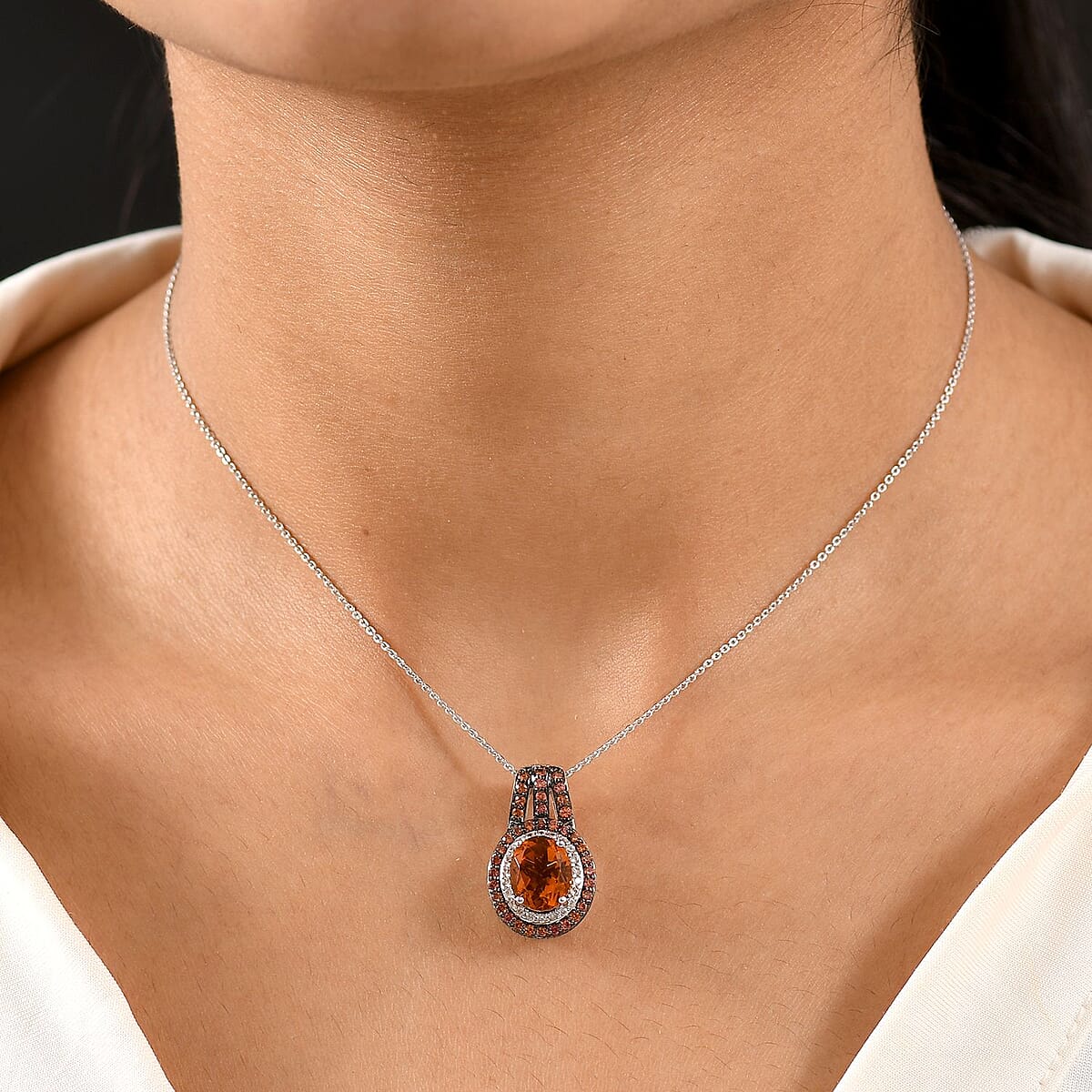 D'Joy Premium Santa Ana Madeira Citrine and Multi Gemstone 4.10 ctw Pendant Necklace in Platinum Over Sterling Silver 20 Inches image number 2