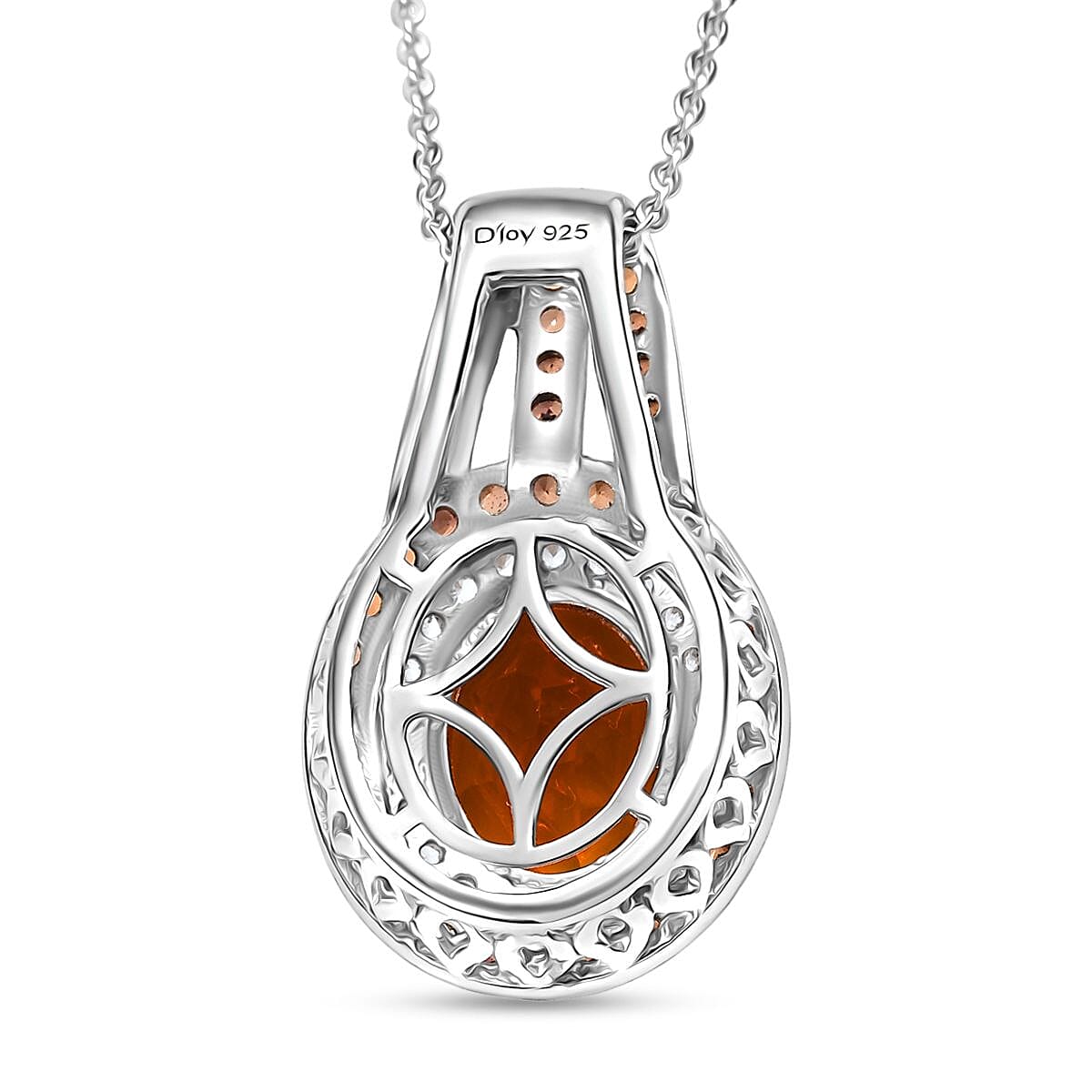 D'Joy Premium Santa Ana Madeira Citrine and Multi Gemstone 4.10 ctw Solar Flare Halo Pendant Necklace in Platinum Over Sterling Silver 20 Inches