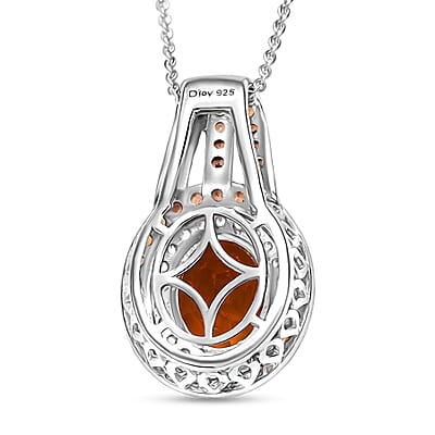 D'Joy Premium Santa Ana Madeira Citrine and Multi Gemstone 4.10 ctw Solar Flare Halo Pendant Necklace in Platinum Over Sterling Silver 20 Inches