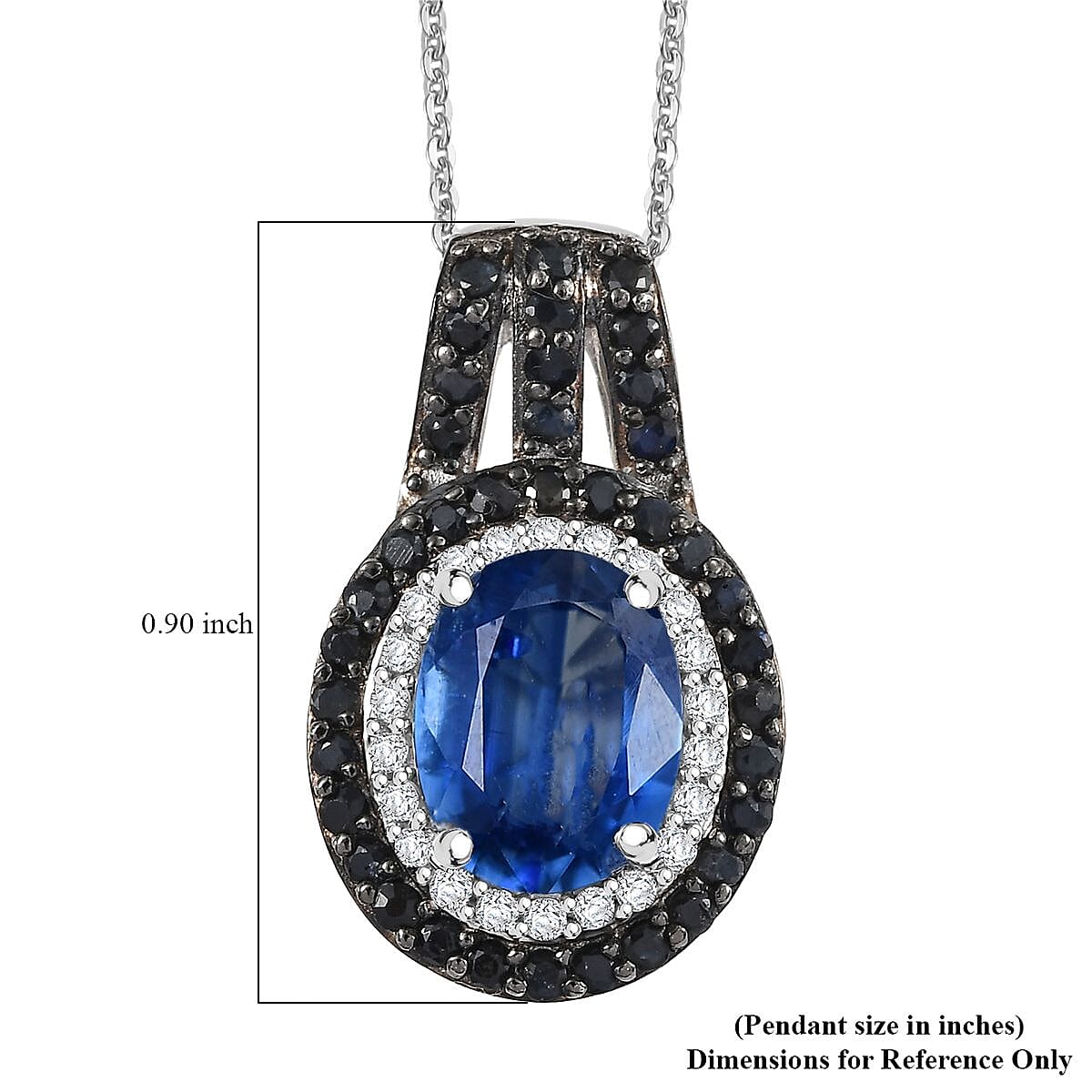 D'Joy Kashmir Kyanite and Multi Gemstone 4.10 ctw Solar Flare Halo Pendant Necklace in Platinum Over Sterling Silver 20 Inches image number 6