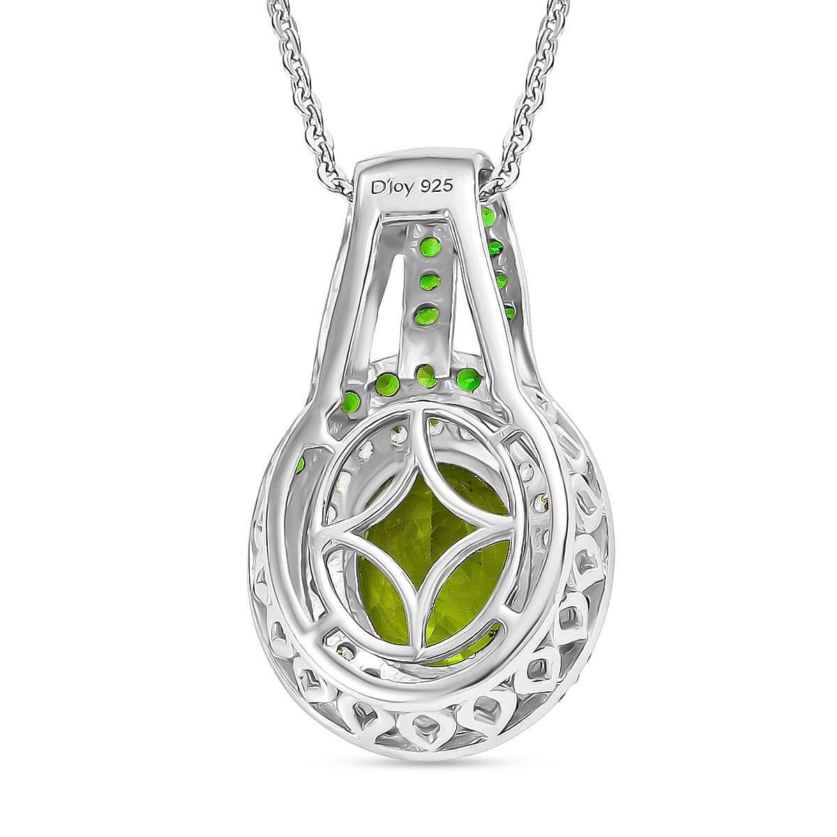 D'Joy Hebei Peridot and Multi Gemstone 3.65 ctw Pendant Necklace in Platinum Over Sterling Silver 20 Inches image number 4