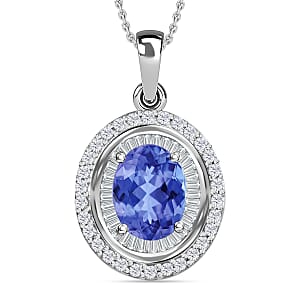 Luxoro Premium Tanzanite and G-H I2 Diamond 2.49 ctw Pendant Necklace 20 Inches in 10K White Gold (Del. in 10-12 Days)