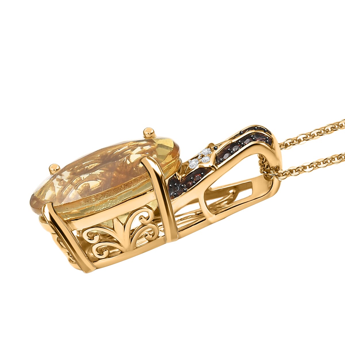 D'Joy Yellow Labradorite and Multi Gemstone 5.40 ctw Starborne Pendant Necklace 20 Inches in 18K Vermeil Yellow Gold Over Sterling Silver image number 3