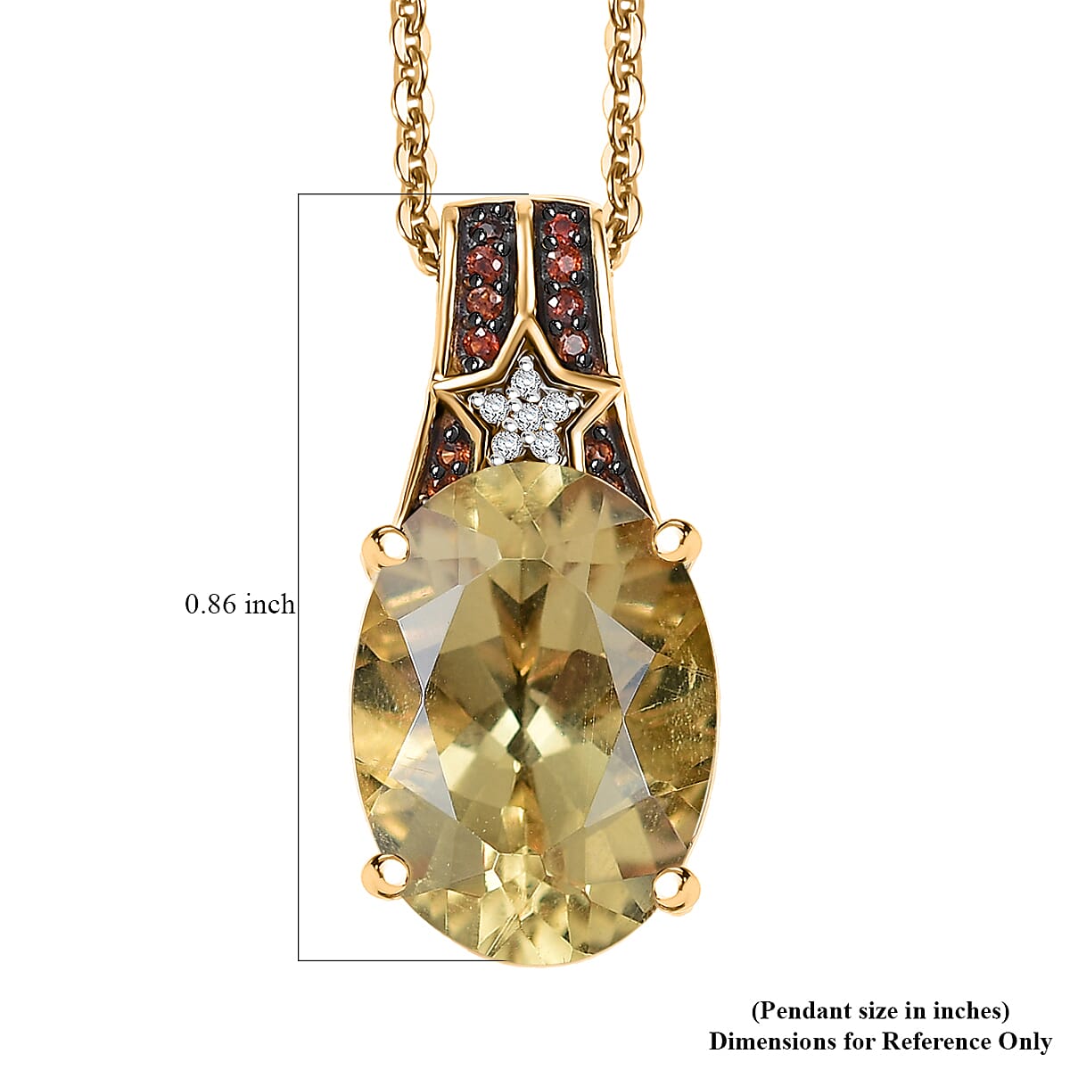 D'Joy Yellow Labradorite and Multi Gemstone 5.40 ctw Starborne Pendant Necklace 20 Inches in 18K Vermeil Yellow Gold Over Sterling Silver