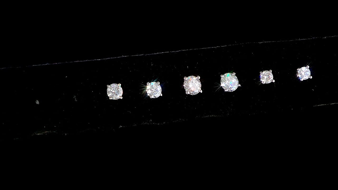 Set of 3 Moissanite 2.90 ctw Solitaire Stud Earrings