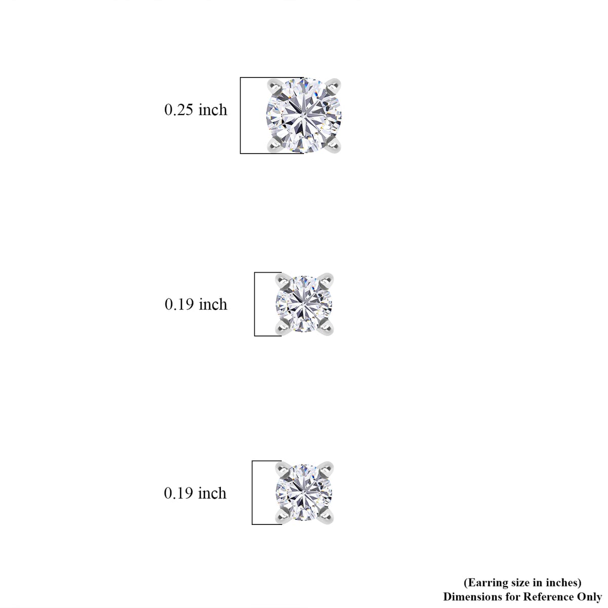 Set of 3 Moissanite 2.90 ctw Solitaire Stud Earrings in Rhodium Over Sterling Silver image number 4