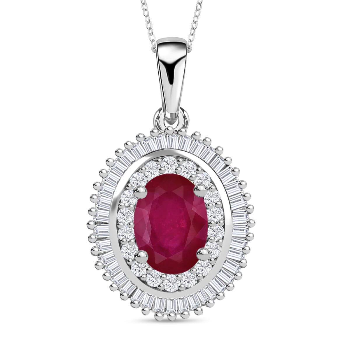 Rhapsody AAAA Mozambique Ruby and E-F VS2 Diamond Pendant Necklace 20 Inches in 950 Platinum 1.08 ctw image number 0