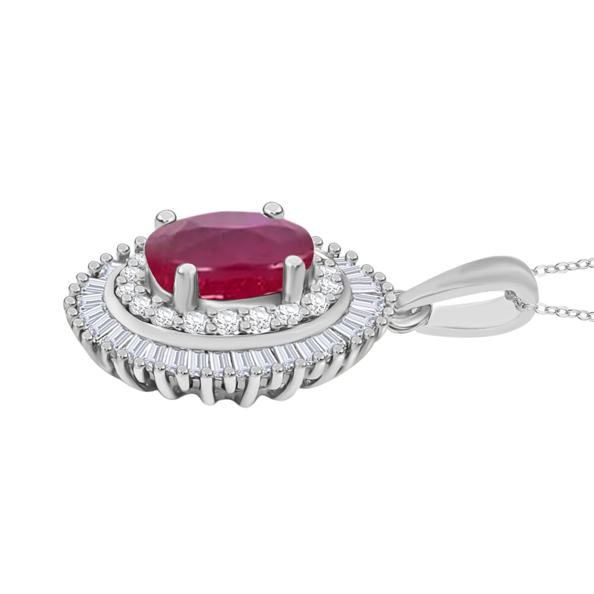 Rhapsody AAAA Mozambique Ruby and E-F VS2 Diamond Pendant Necklace 20 Inches in 950 Platinum 1.08 ctw image number 2