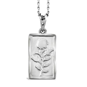 950 Platinum Rose Bar Pendant Necklace 20 Inches 6.2 Grams