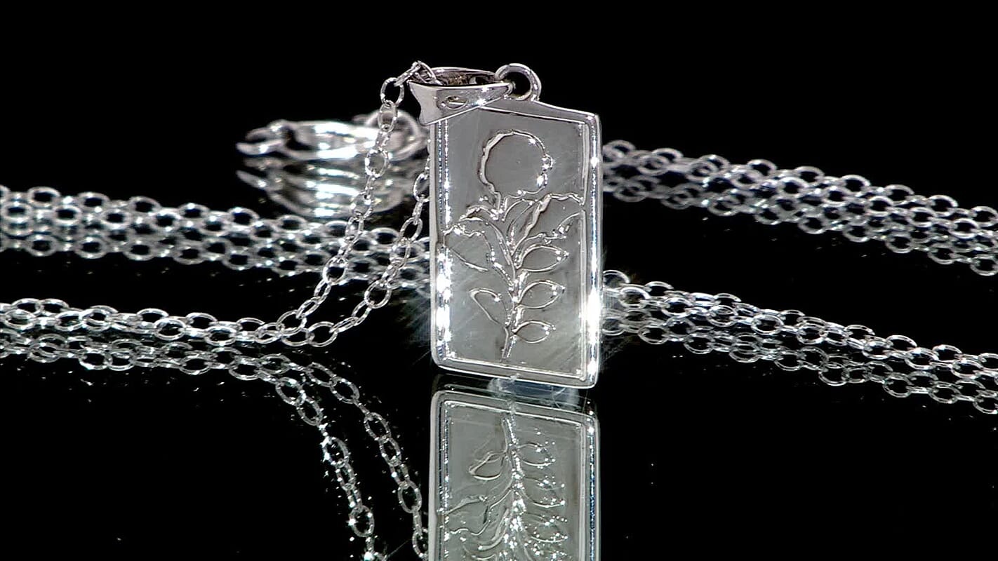 950 Platinum Rose Bar Pendant Necklace 20 Inches 6.2 Grams