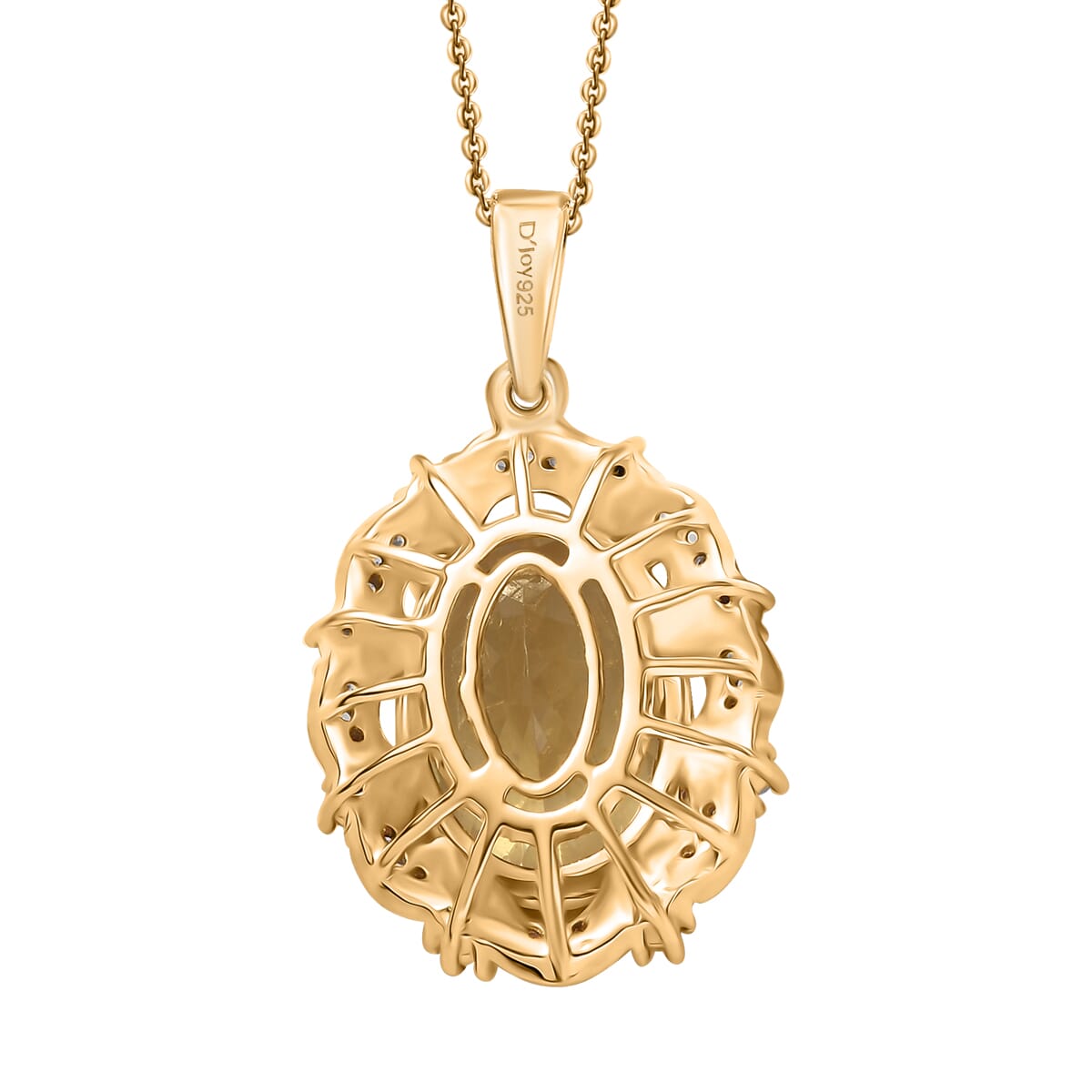 D'Joy Yellow Labradorite and White Zircon 5.50 ctw Sunfire Majesty Pendant Necklace 20 Inches in 18K Vermeil Yellow Gold Over Sterling Silver  image number 4