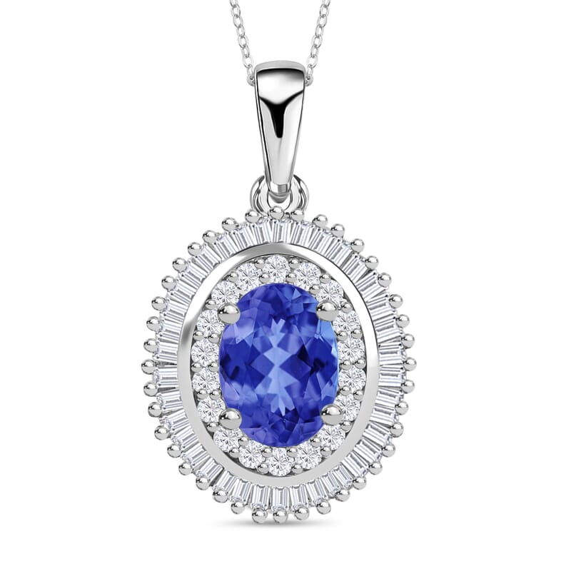 Rhapsody AAAA Tanzanite and E-F VS2 Diamond 1.08 ctw Pendant Necklace 20 Inches in 18K White Gold