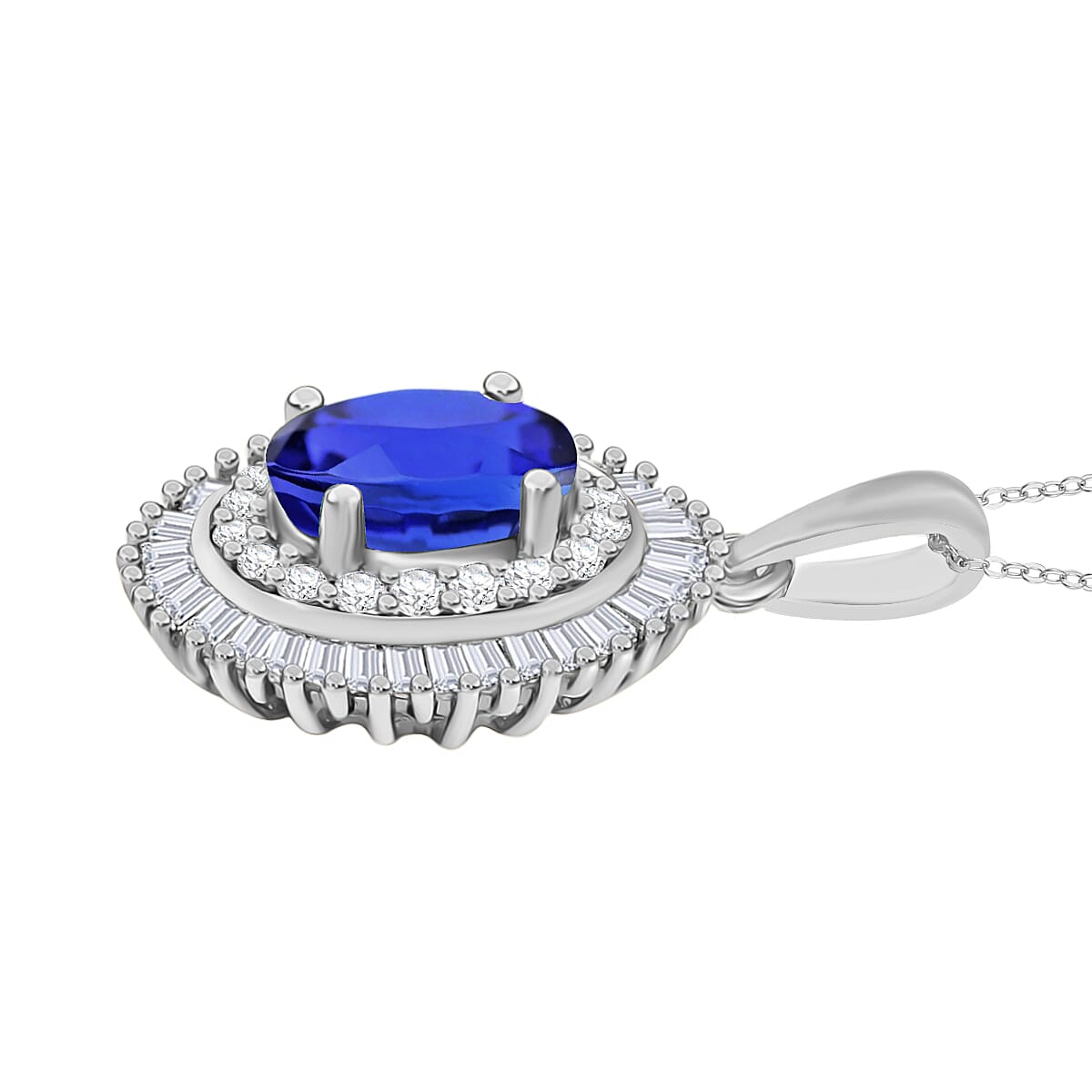Rhapsody AAAA Tanzanite and E-F VS2 Diamond 1.08 ctw Pendant Necklace 20 Inches in 18K White Gold image number 2