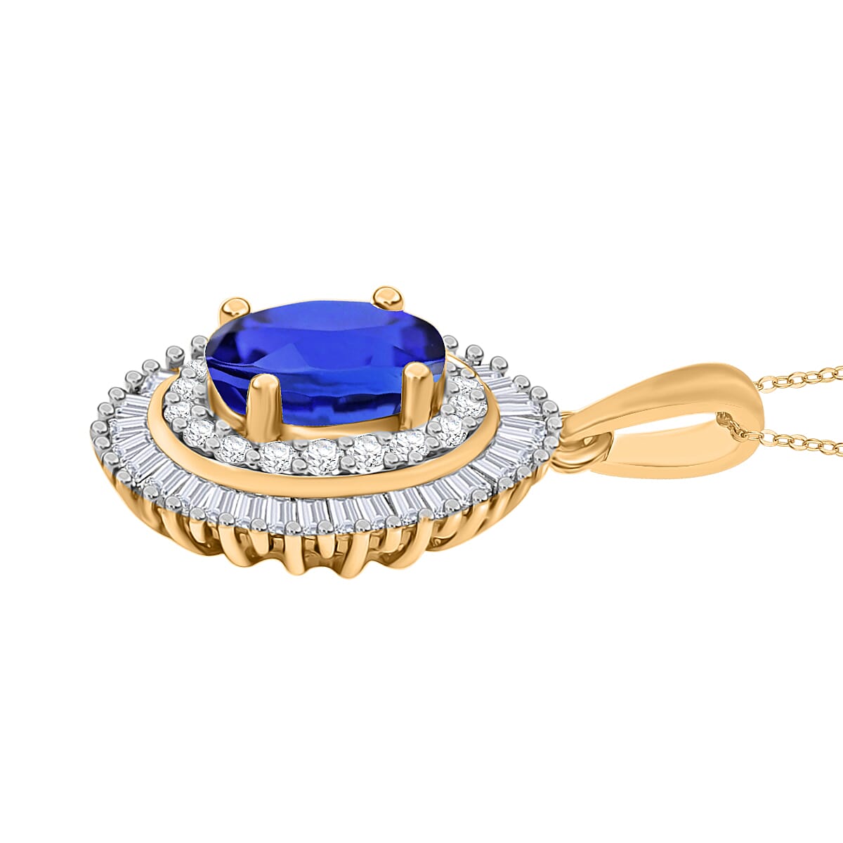 Rhapsody AAAA Tanzanite and E-F VS2 Diamond 1.08 ctw Pendant Necklace 20 Inches in 18K Yellow Gold