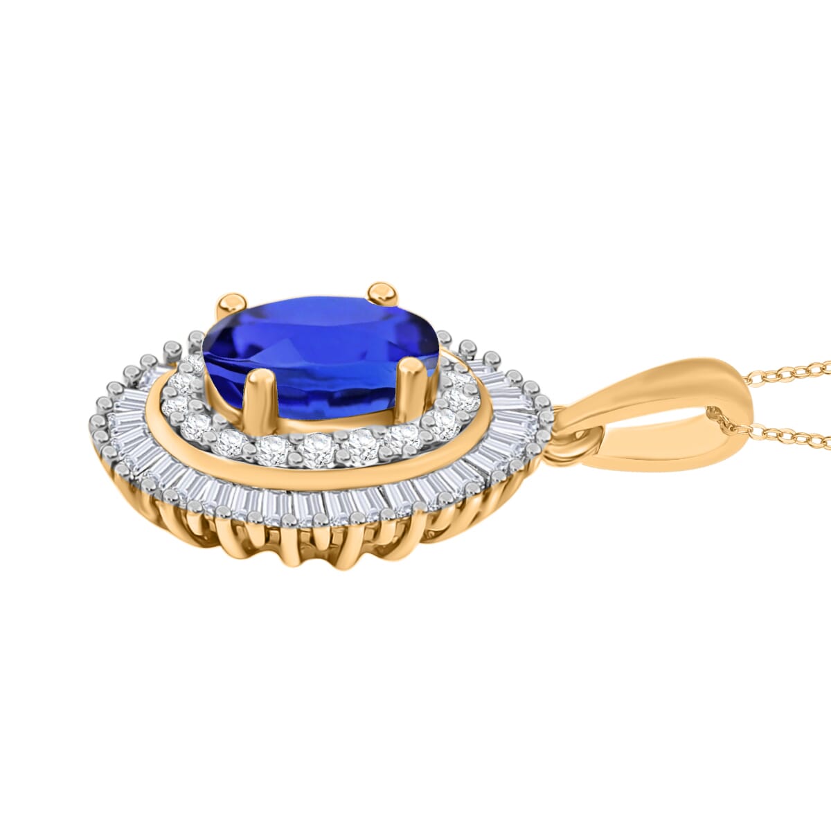 Rhapsody AAAA Tanzanite and E-F VS2 Diamond 1.08 ctw Pendant Necklace 20 Inches in 18K Yellow Gold image number 2