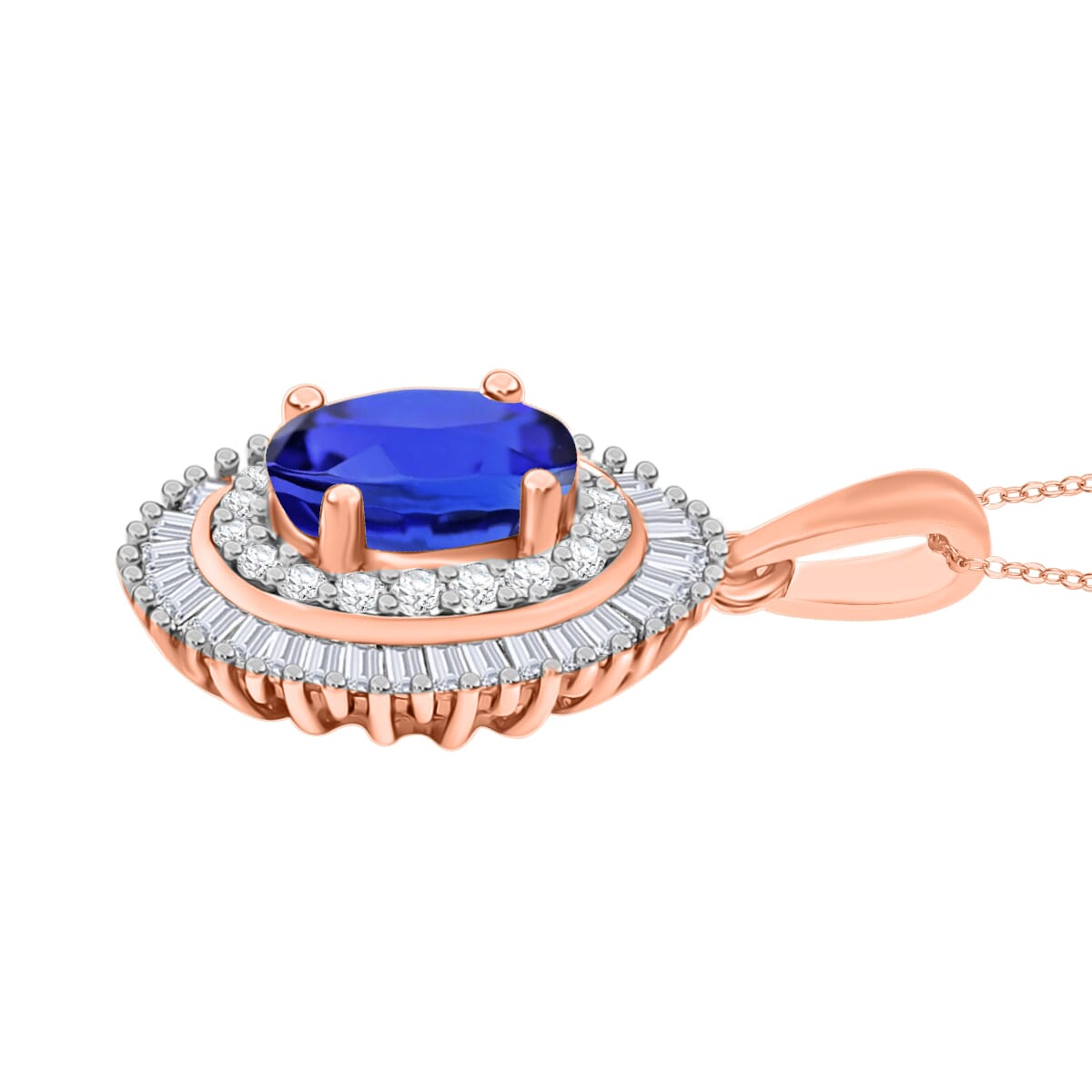 Rhapsody AAAA Tanzanite and E-F VS2 Diamond 1.08 ctw Pendant Necklace 20 Inches in 18K Rose Gold image number 2