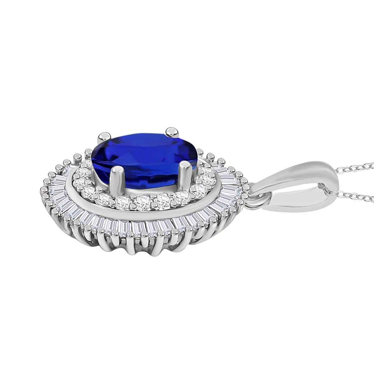 Rhapsody AAAA Tanzanite and E-F VS2 Diamond 1.08 ctw Pendant Necklace 20 Inches in 950 Platinum image number 2