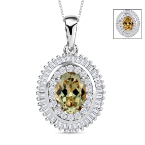 Luxoro Premium Turkizite and G-H I2 Diamond 1.08 ctw Pendant Necklace 20 Inches in 14K White Gold