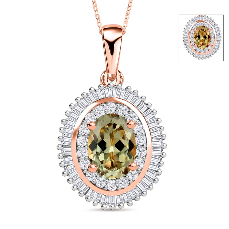 Luxoro Premium Turkizite and G-H I2 Diamond 1.08 ctw Pendant Necklace 20 Inches in 14K Rose Gold