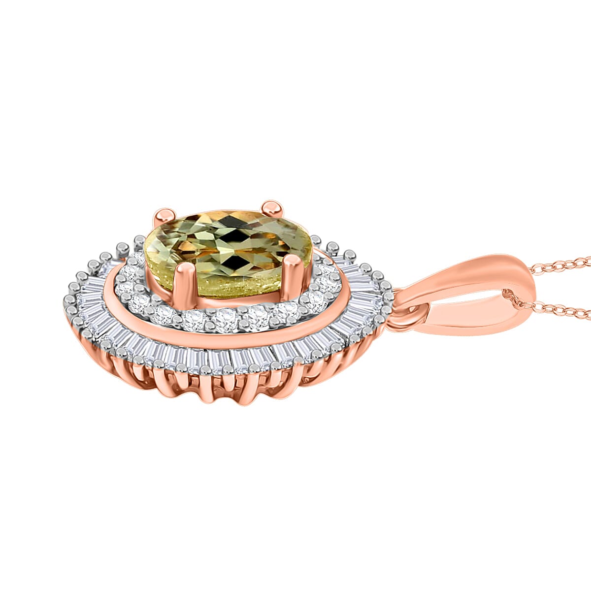 Luxoro Premium Turkizite and G-H I2 Diamond 1.08 ctw Pendant Necklace 20 Inches in 14K Rose Gold