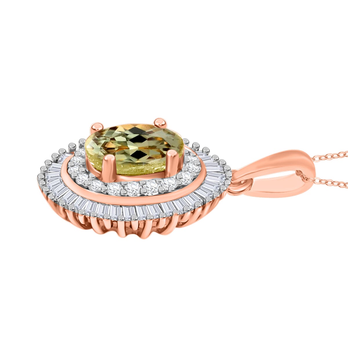 Luxoro Premium Turkizite and G-H I2 Diamond 1.08 ctw Pendant Necklace 20 Inches in 14K Rose Gold image number 2