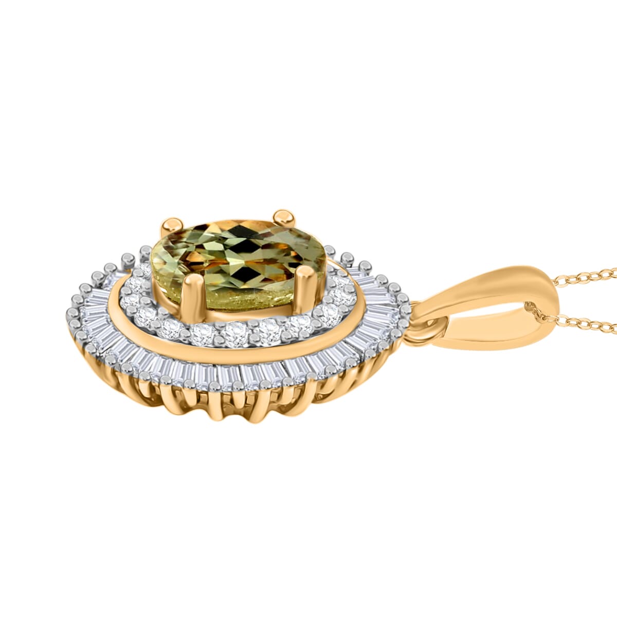 Luxoro AAAA Turkizite and E-F VS2 Diamond 1.08 ctw Pendant Necklace 20 Inches in 18K Yellow Gold image number 2