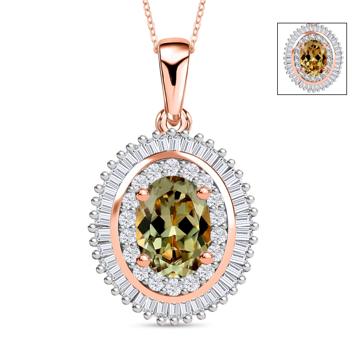 Luxoro AAAA Turkizite and E-F VS2 Diamond 1.08 ctw Pendant Necklace 20 Inches in 18K Rose Gold image number 0