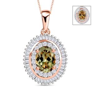 Luxoro AAAA Turkizite and E-F VS2 Diamond 1.08 ctw Pendant Necklace 20 Inches in 18K Rose Gold