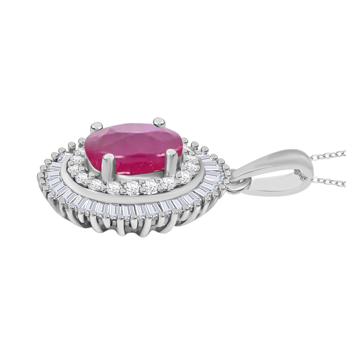 Rhapsody AAAA Mozambique Ruby and E-F VS2 Diamond 2.45 ctw Pendant Necklace 20 Inches in 18K White Gold image number 2