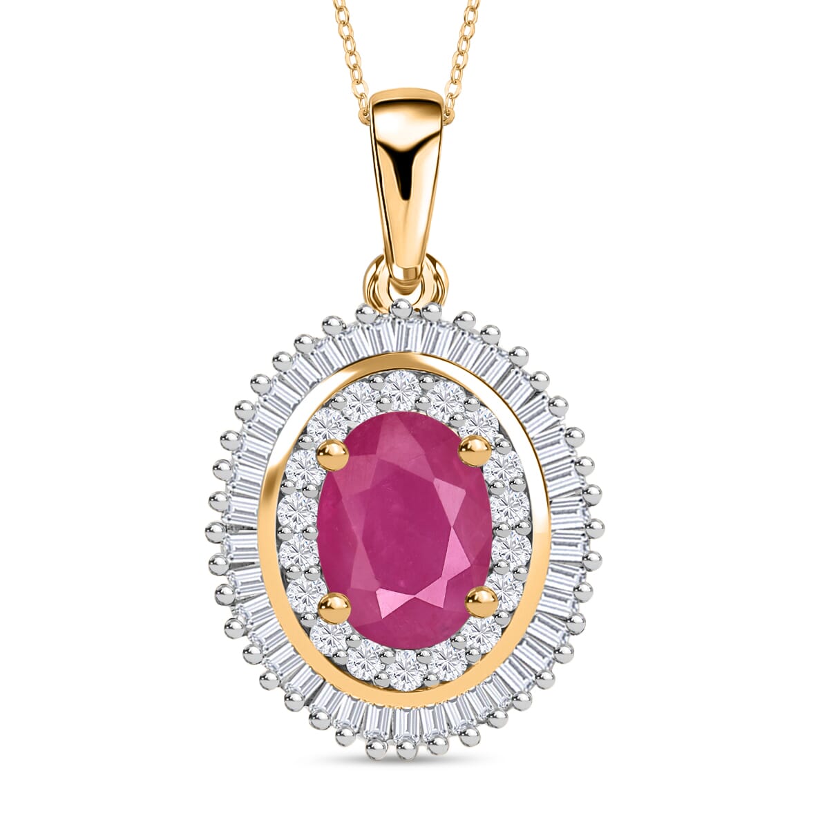 Rhapsody AAAA Mozambique Ruby and E-F VS2 Diamond 2.45 ctw Pendant Necklace 20 Inches in 18K Yellow Gold image number 0