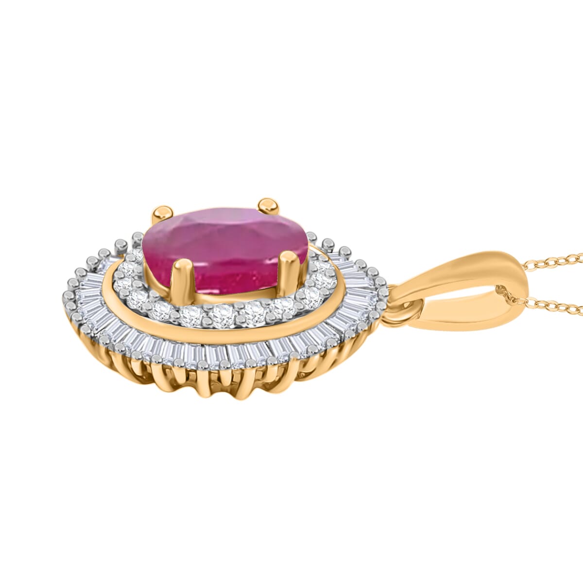 Rhapsody AAAA Mozambique Ruby and E-F VS2 Diamond 2.45 ctw Pendant Necklace 20 Inches in 18K Yellow Gold image number 2
