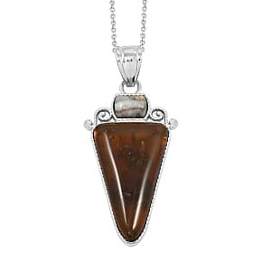 Inlay Frame Southwest Arrowhead Flower Smoky Quartz 18.00 ctw Pendant in Silvertone with Stainless Steel Necklace (20 Inches)