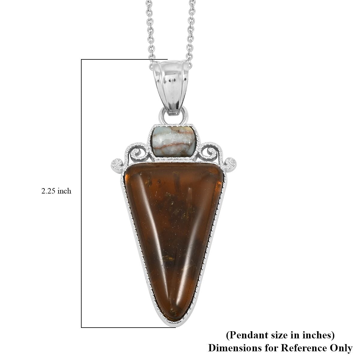 Inlay Frame Southwest Arrowhead Flower Smoky Quartz 18.00 ctw Pendant in Silvertone with Stainless Steel Necklace (20 Inches) image number 5