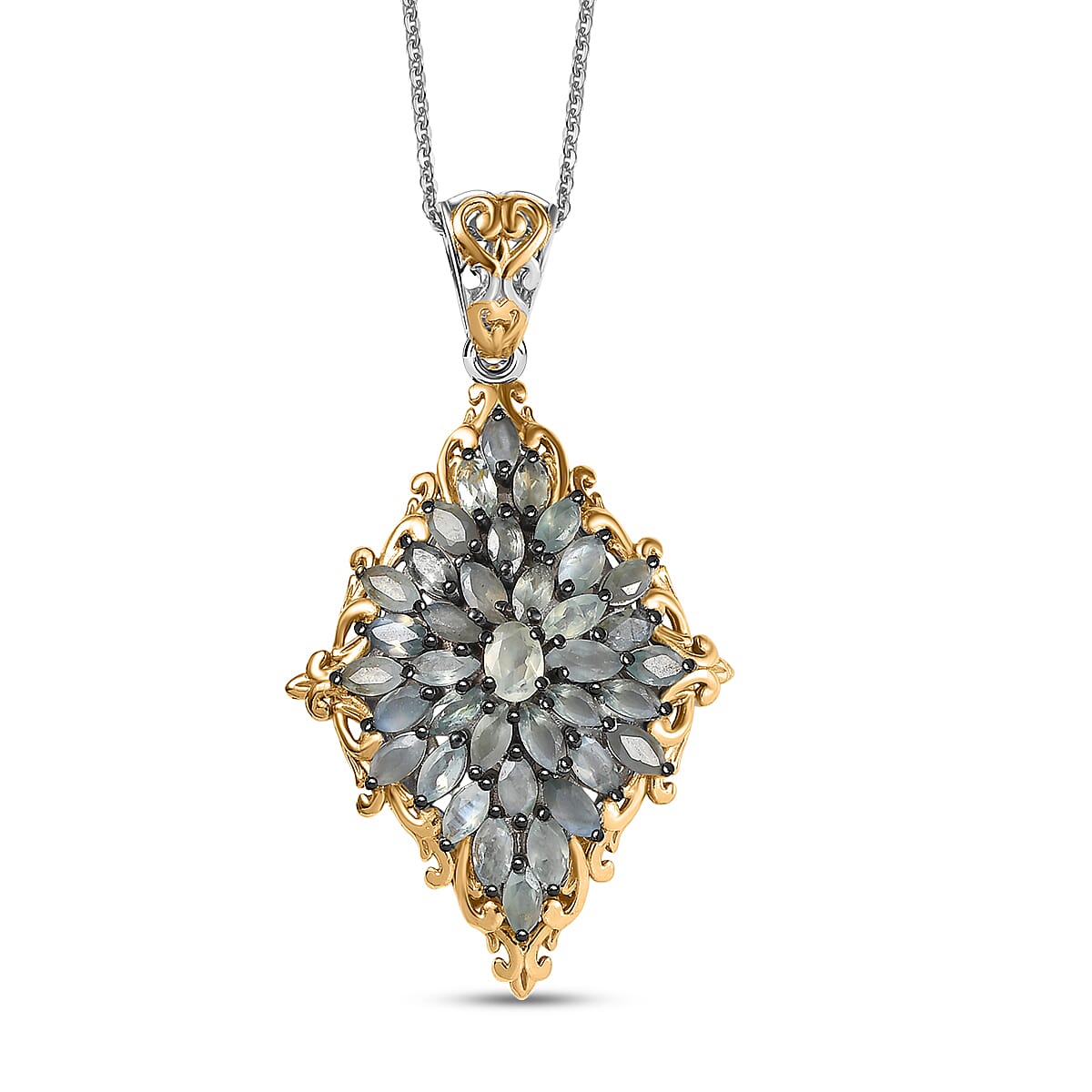 D'Joy Premium Narsipatnam Alexandrite 3.25 ctw Victorian Era Pendant Necklace 20 Inches in 18K Vermeil YG and Rhodium Over Sterling Silver image number 0