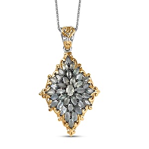 D'Joy Premium Narsipatnam Alexandrite 3.25 ctw Victorian Era Pendant Necklace 20 Inches in 18K Vermeil YG and Rhodium Over Sterling Silver