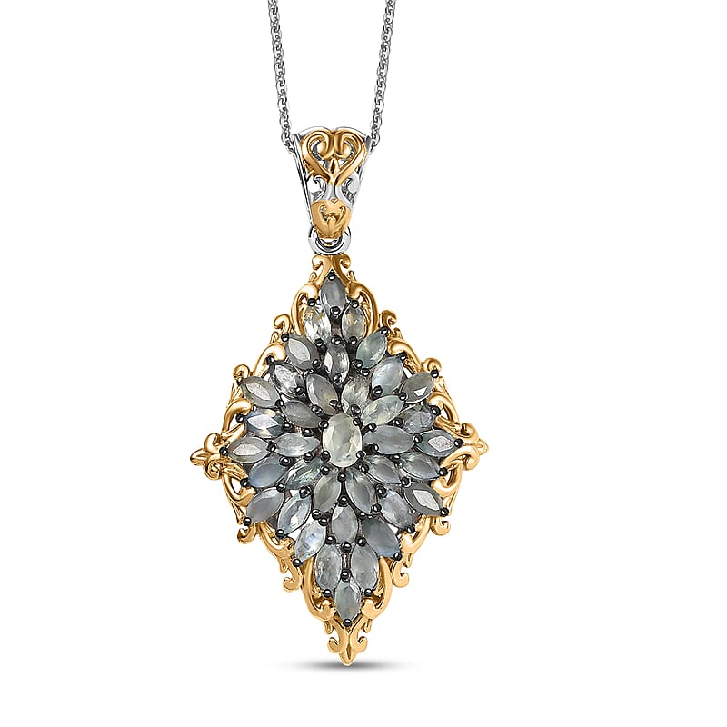 (Do Not Schedule For LS) D'Joy Premium Narsipatnam Alexandrite 3.25 ctw Victorian Era Pendant Necklace 20 Inches in 18K Vermeil YG and Rhodium Over Sterling Silver