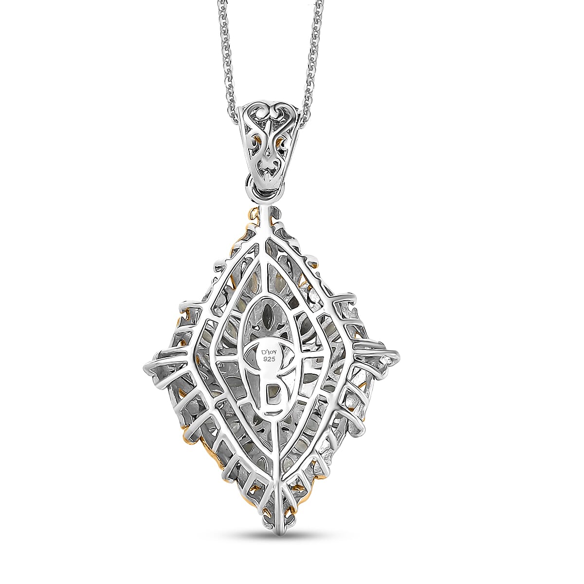 D'Joy Premium Narsipatnam Alexandrite 3.25 ctw Victorian Era Pendant Necklace 20 Inches in 18K Vermeil YG and Rhodium Over Sterling Silver image number 4