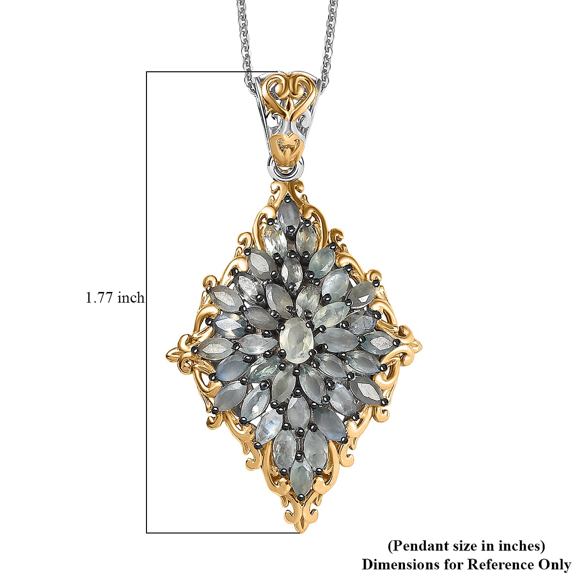 D'Joy Premium Narsipatnam Alexandrite 3.25 ctw Victorian Era Pendant Necklace 20 Inches in 18K Vermeil YG and Rhodium Over Sterling Silver image number 6