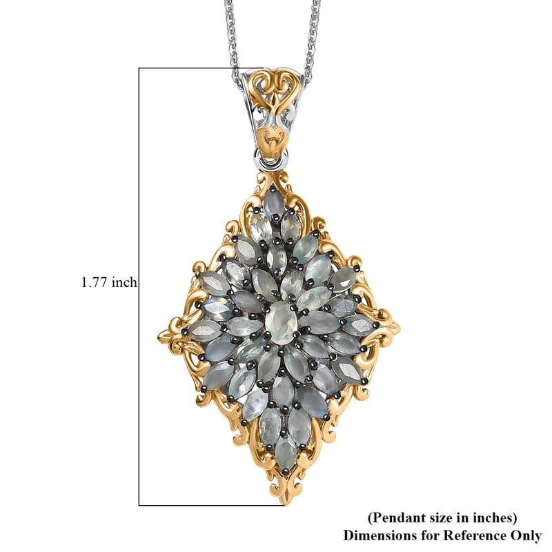 D'Joy Premium Narsipatnam Alexandrite 3.25 ctw Victorian Era Pendant Necklace 20 Inches in 18K Vermeil YG and Rhodium Over Sterling Silver
