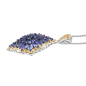 (Do Not Schedule For LS) D'Joy Premium Tanzanite 3.65 ctw Victorian Era Pendant Necklace in 18K Vermeil YG and Rhodium Over Sterling Silver 20 Inches