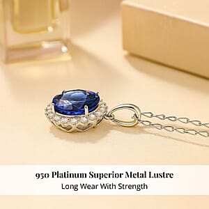 Certified & Appraised Rhapsody AAAA Tanzanite and E-F VS Diamond 3.50 ctw Pendant Necklace in 950 Platinum 20 Inches