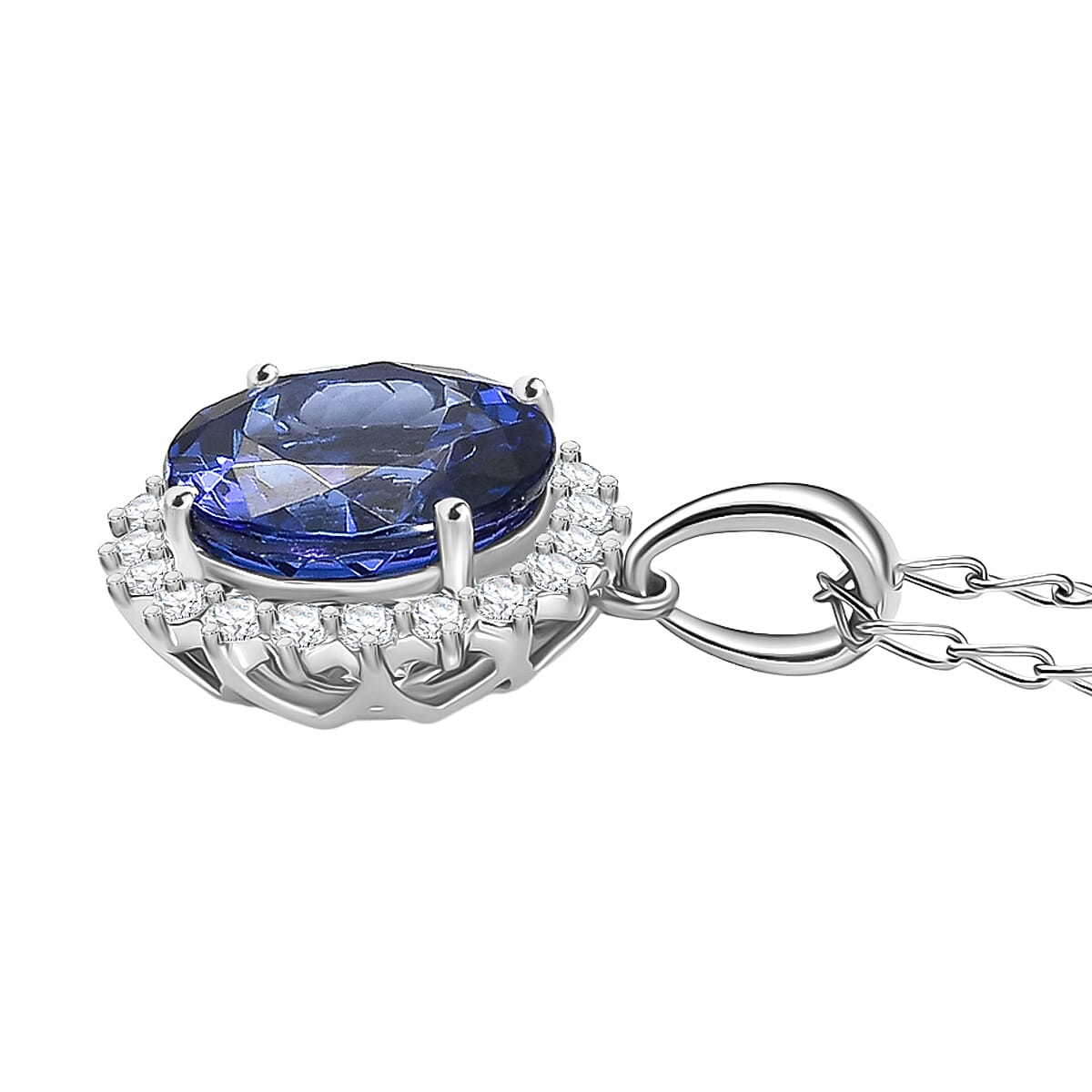 Certified & Appraised Rhapsody AAAA Tanzanite and E-F VS Diamond 3.50 ctw Pendant Necklace in 950 Platinum 20 Inches image number 3