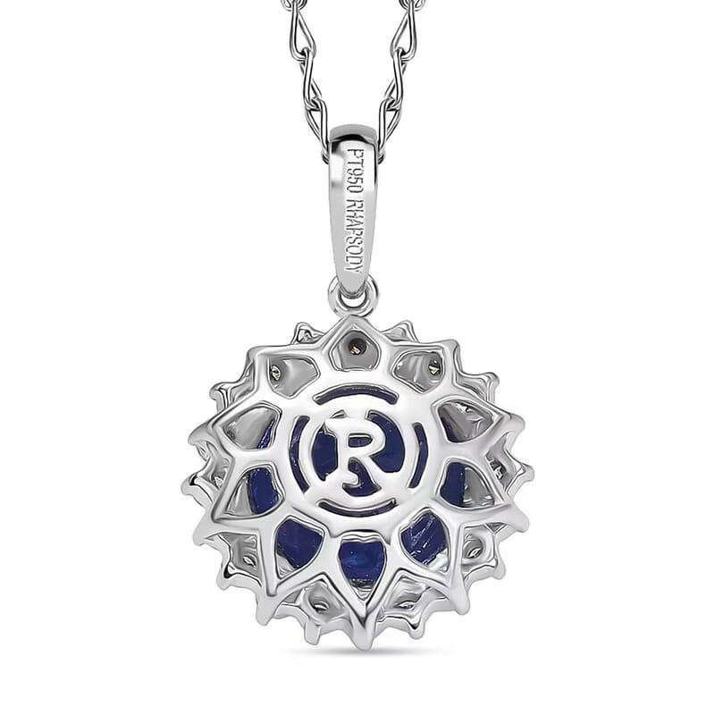 Certified & Appraised Rhapsody AAAA Tanzanite and E-F VS Diamond 3.50 ctw Pendant Necklace in 950 Platinum 20 Inches