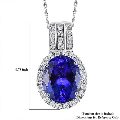 Certified & Appraised Rhapsody AAAA Tanzanite and E-F VS Diamond 3.92 ctw Pendant Necklace in 950 Platinum 20 Inches