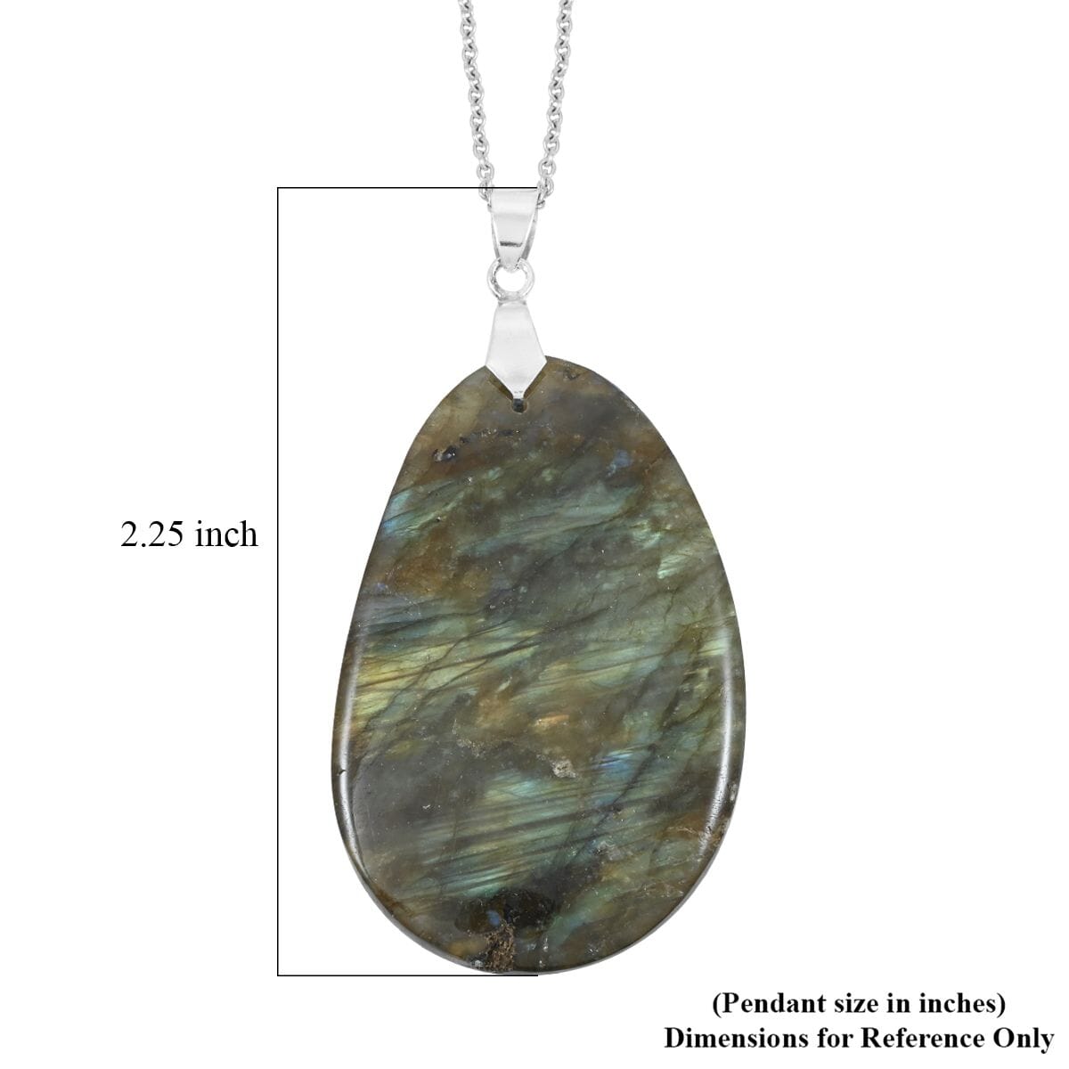 Hand-Polished Labradorite 88.00 ctw Pendant in Silvertone with Stainless Steel Necklace (20 Inches) image number 5